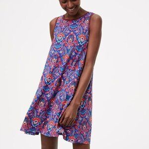 LOFT Floral Mosaic Sleeveless Swing Dress